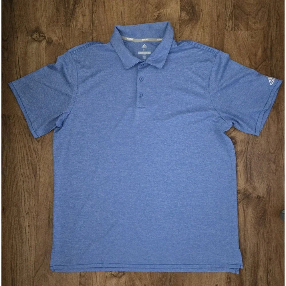 Adidas Golf Polo RN88387 Mens XL Heather Blue Short‎ Sleeve Performance
